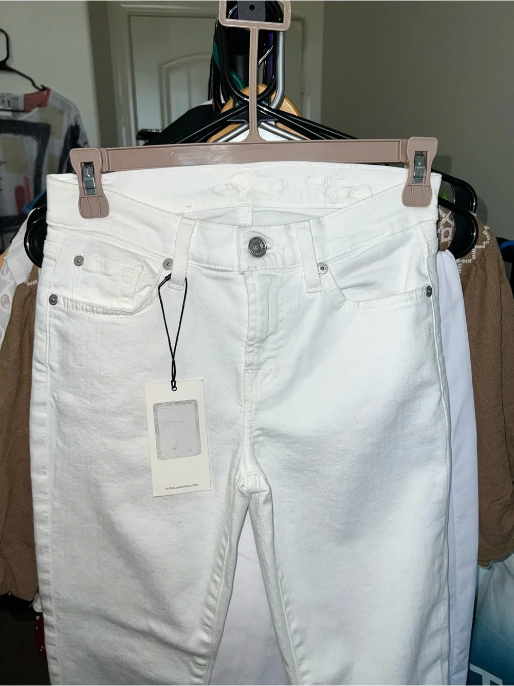 7 For All Mankind White Skinny White Jeans